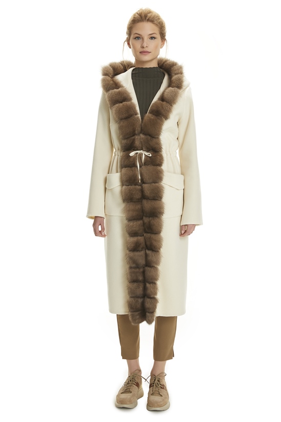 Shaky Women's Cashmere Coat with Sable trimming