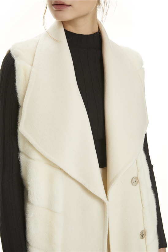 Shaky Women's Cashmere Waistcoat with Mink trimming