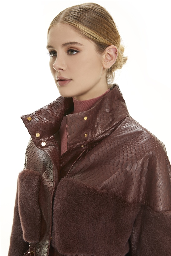 Shaky Women's Python Jacket with Mink trimming