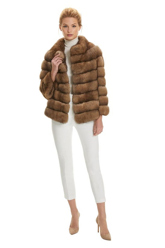 Shaky Women's Sable Fur Jacket  Tortora