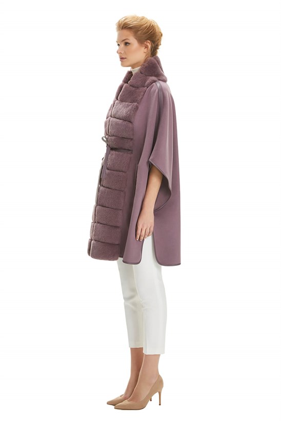 Shaky Women's Textile Cape with Rex trimming K.Lilac