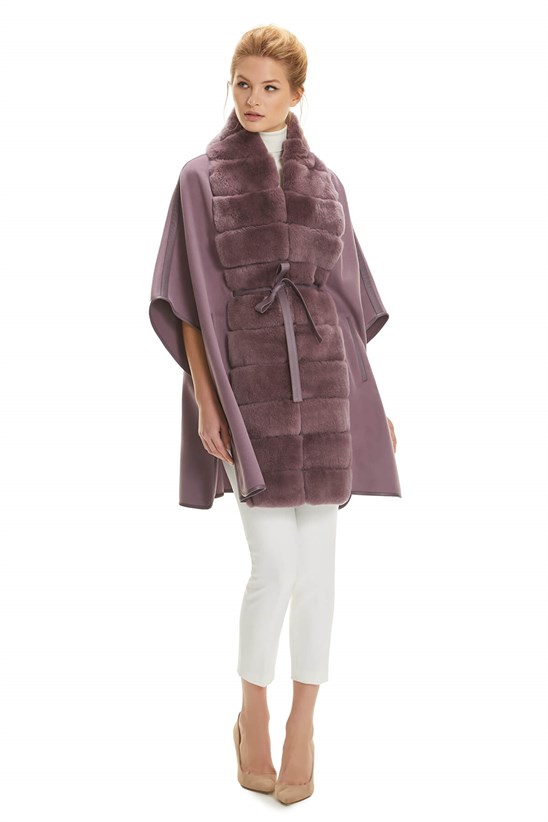 Shaky Women's Textile Cape with Rex trimming K.Lilac