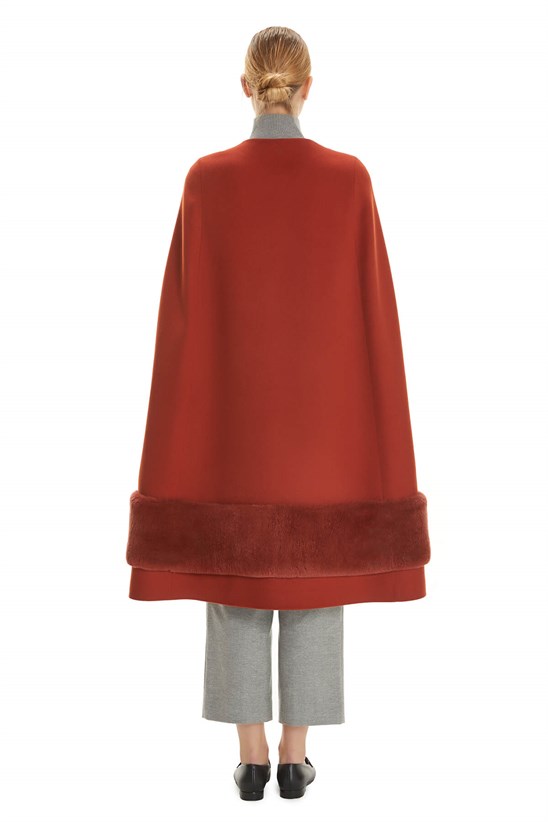 Shaky Women's Textile Cape with Rex trimming Taba
