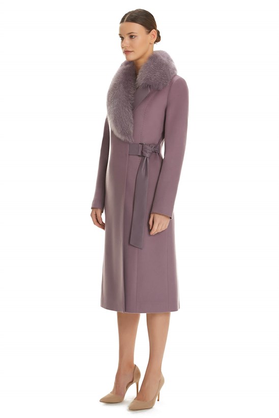 Shaky Women's Textile Coat with Fox trimming K.Lilac