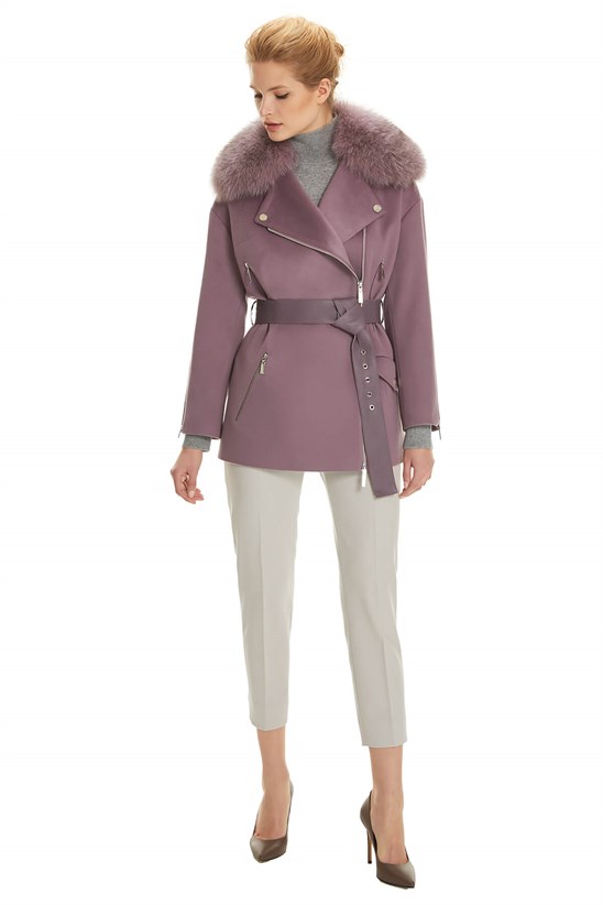 Shaky Women's Textile Jacket with Fox trimming K.Lilac