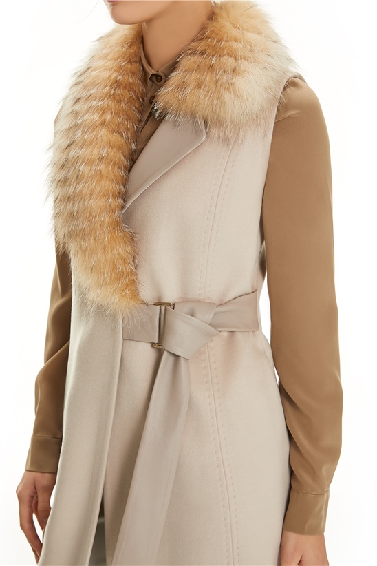 Shaky Women's Textile Waistcoat with Fox trimming